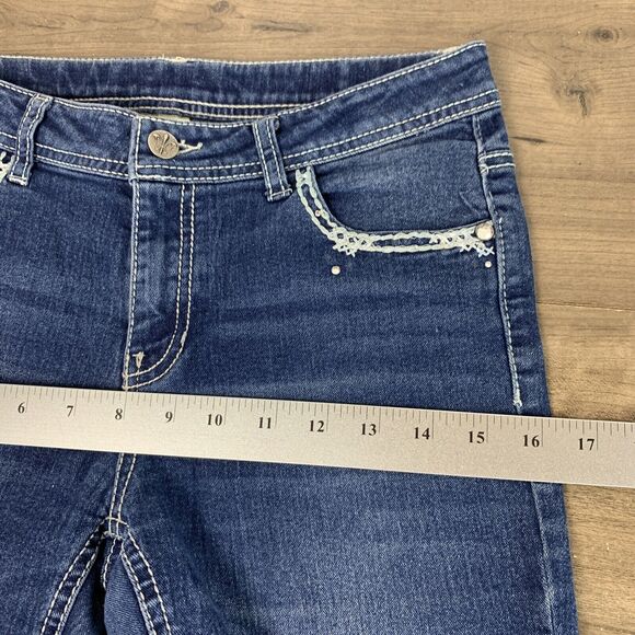 Faded Glory Blue Denim Girls Youth Jeans Sz 14 Straight Leg Flap Pockets Stretch - Picture 4 of 10